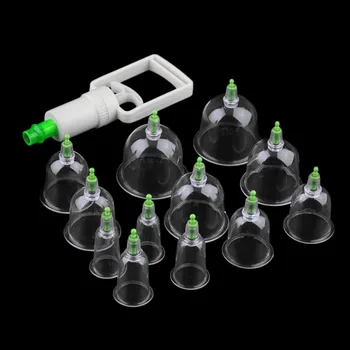 

Effective Healthy 12 Cups Medical Vacuum Cupping Suction Therapy Device Body Massager Set