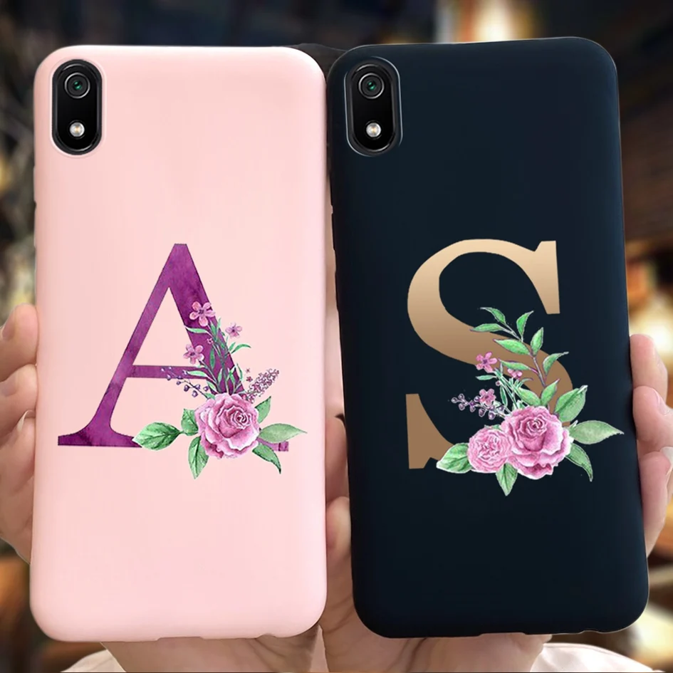 For Xiaomi Redmi 7 7A Case Initial Letter A Z Fashion Phone Fundas Soft Cover Coque Capa | Мобильные телефоны и