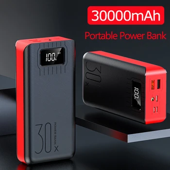 

Power Bank 30000mah Display External Portable Charger Fast Charging PoverBank Double USB for All smartphones For Huawei Samsung