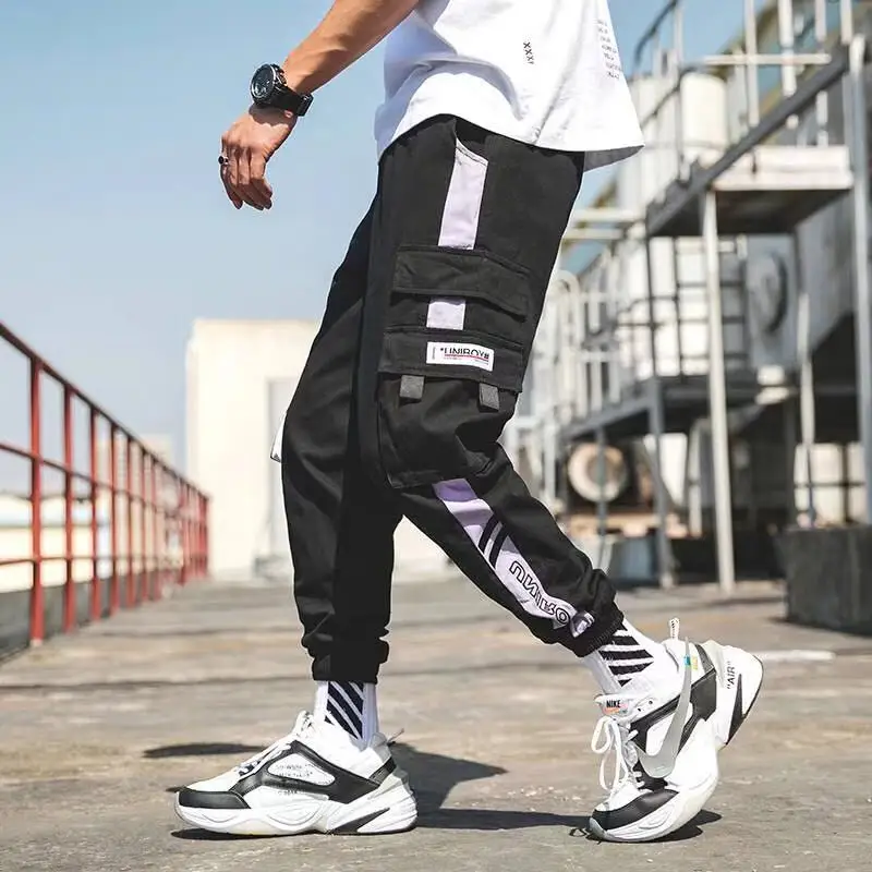 8 Штаны карго с карманами мужские Цветные Лоскутные Повседневные Jogger модные тактические брюки Tide Harajuku уличная Осенняя брюки - Цвет: 8