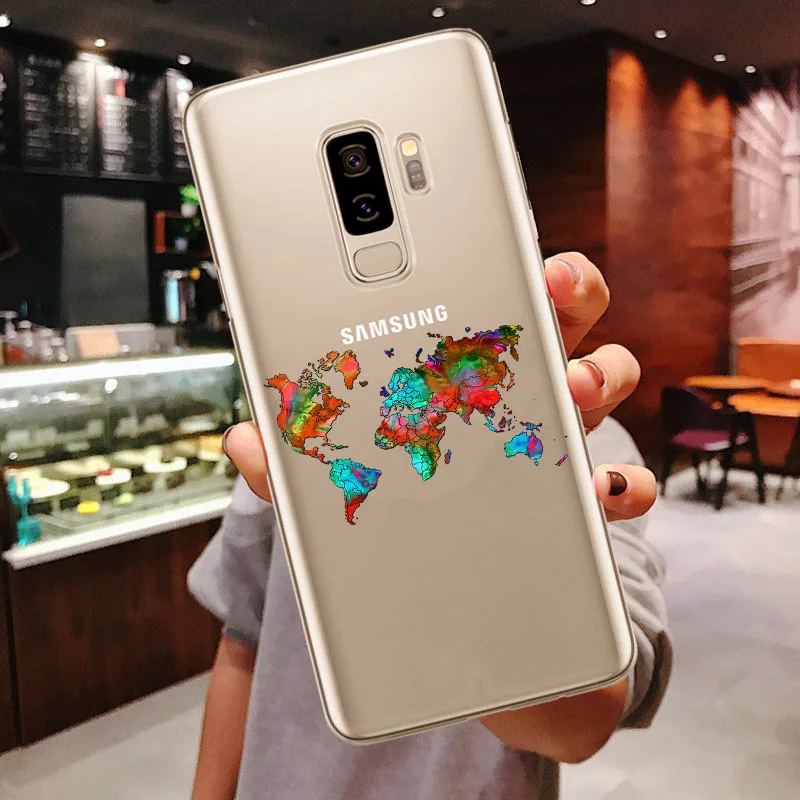 Карта мира путешествия самолет Мягкий силиконовый чехол для телефона чехол для Samsung Galaxy S6 S7 Edge S8 S9 S10 Plus S10 Lite Note 9 A50