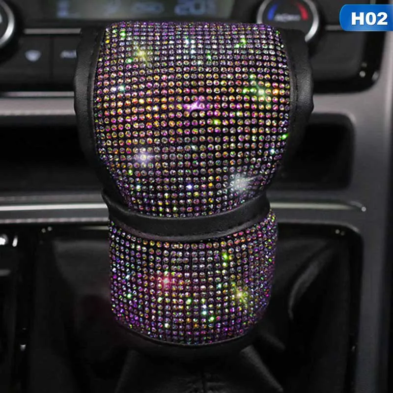 Красочный горный хрусталь кристалл крышка рулевого колеса Bling автомобиля аксессуары для интерьера чехол на автомобильный ремень безопасности Алмазная подушка для шеи для женщин - Название цвета: CAR9093H02