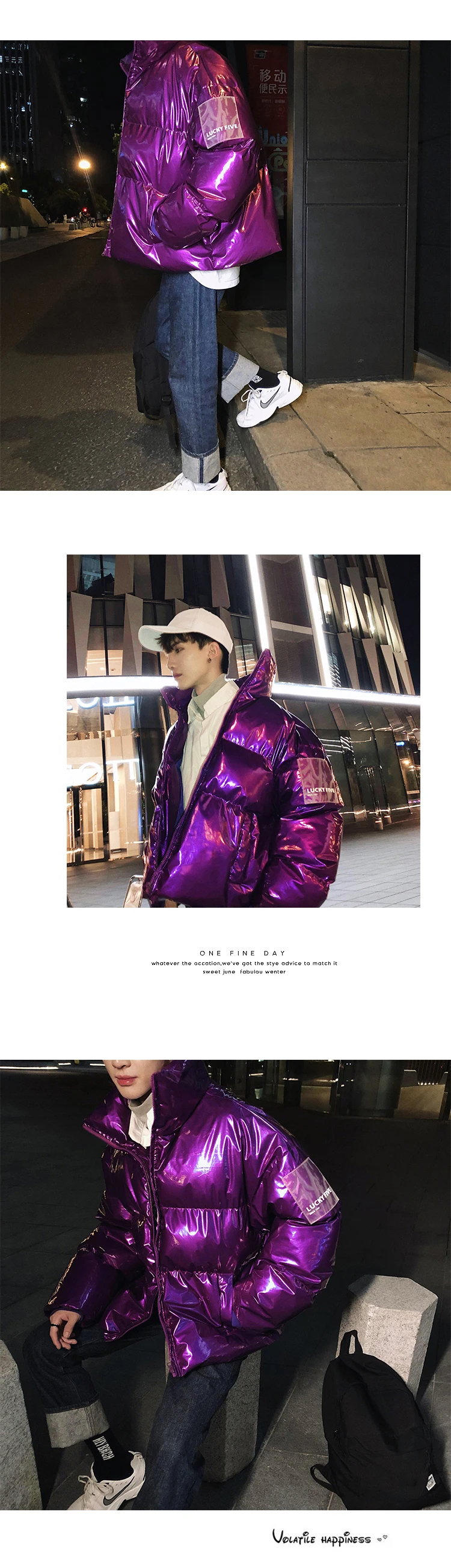 Men's Streetwear Oversize Bright Leather Parkas Men Thicken Warm Winter Jackets Coat Male Windbreaker Parka SA-8