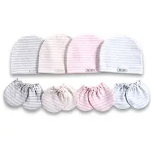 2 шт./компл. простой новорожденных Кепки комплект перчаток Мягкий хлопок; одежда для малышей, детей, младенцев анти-антицарапки шляпа подарки