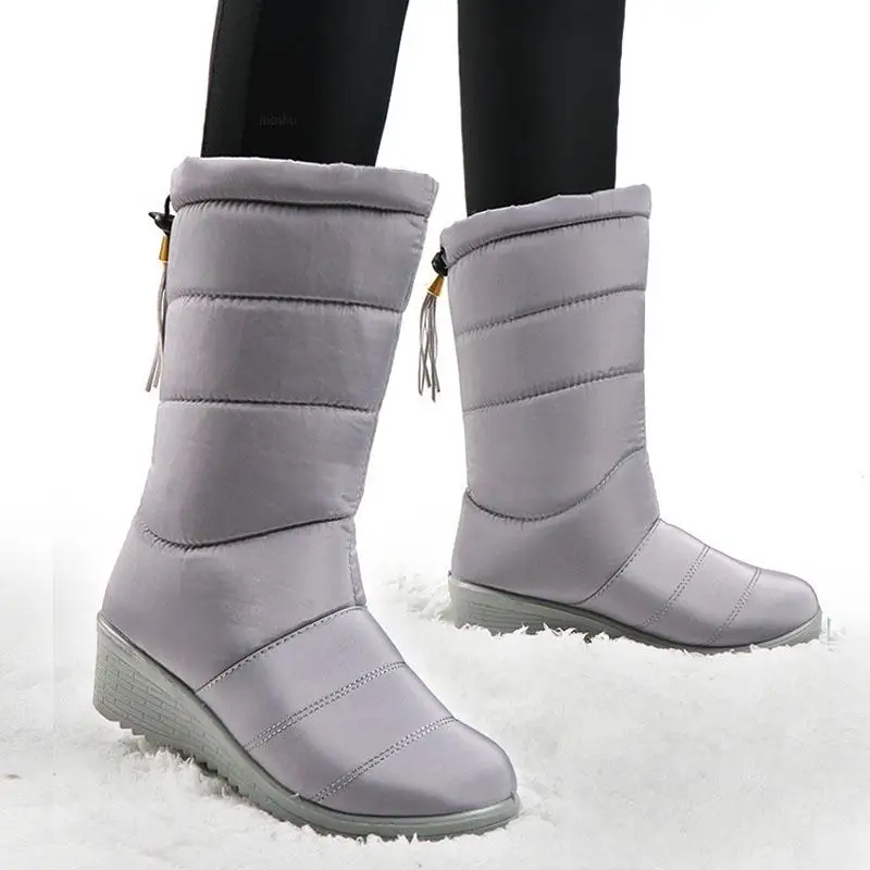 Botas de invierno impermeables, botines para Mujer, Botas de nieve con borla para Mujer, zapatos con plataforma elástica, Botas cálidas para Mujer 2022 ► Foto 3/6