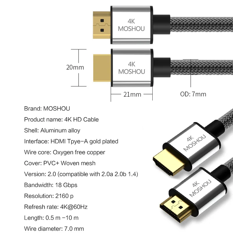 HDMI 4K 2.0b 2,0 кабели MOSHOU 4K@ 60Hz HDR ARC 2160P Ethernet видео папа-папа для Apple tv PS4 проектор усилитель