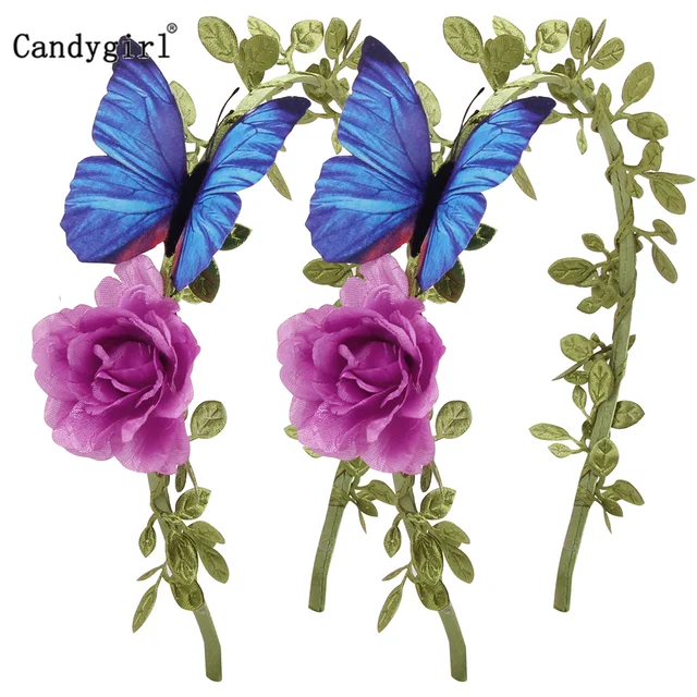 Candygirl Butterfly Bow Headbands Hoop Hairpin Floral Fabric Kids Women Hairbands Printing Headdress Hair Accessories Headwear 2pcs