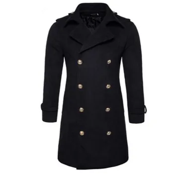 

Plus Size 2018 Double Breasted Slim Smart Casual Mens Coats Overcoats Fashion Winter Dress Coat Mens