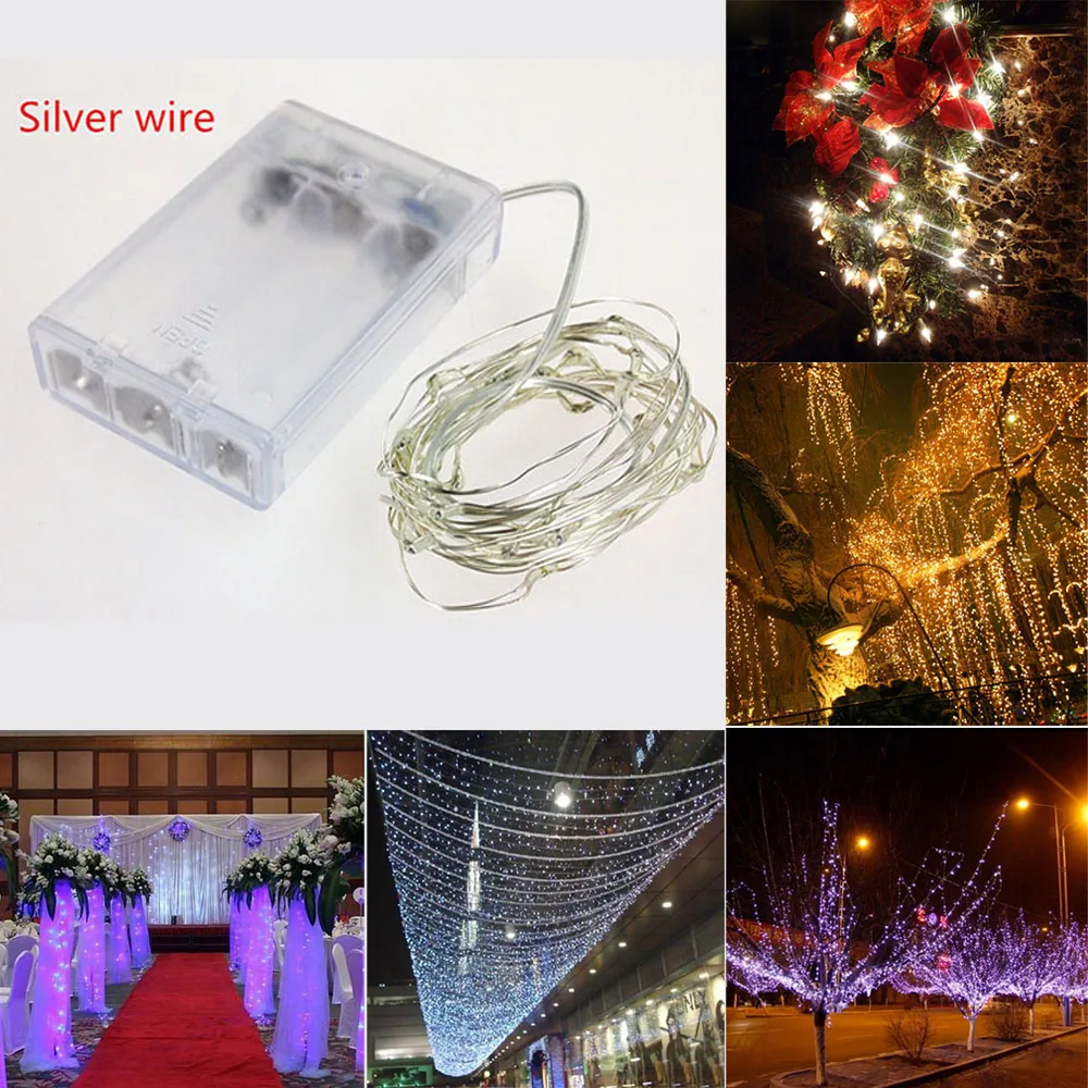 

2M 3M 5M 10M LED Silver wire lamp 3AA Battery Operated LED Fairy String Light for Christmas Holiday Wedding Party Decor