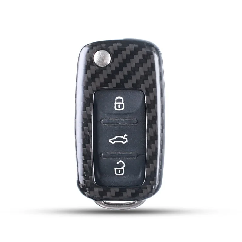 Чехол для автомобильного ключа из углеродного волокна для Volkswagen VW Golf Bora Jetta POLO GOLF Passat Skoda Octavia A5 Fabia SEAT Ibiza
