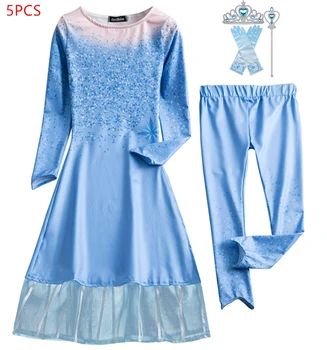 

New 2019 Dress For Girls Clothing Aisha Princess Set Christmas Cosplay Elsa Birthday Party Sky Blue Evening Party Dress