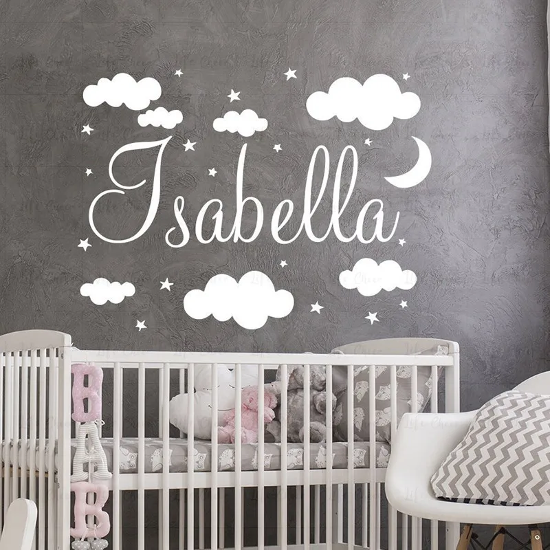 Custom Girls Boys Name Decal Vinyl Wall Stickers for Baby Nursery Room