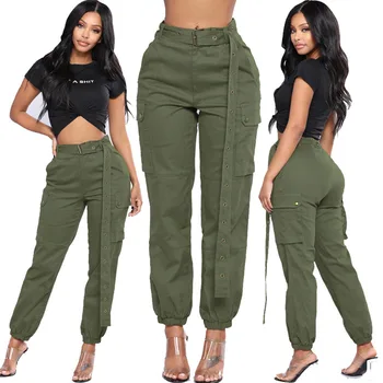 

2020 Women Trousers Casual High Waist Fashion Pants Cool Pants Loose Casual Drawstring Pockets Full Length Streetwear