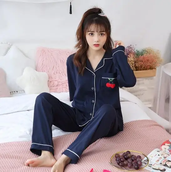 8881 blue Fdfklak/пижамный комплект для девочек; женская одежда для сна с милым принтом; сезон весна-осень; Пижама; домашняя одежда; костюм с длинными рукавами и длинными штанами; женская пижама - Цвет: 8881 blue
