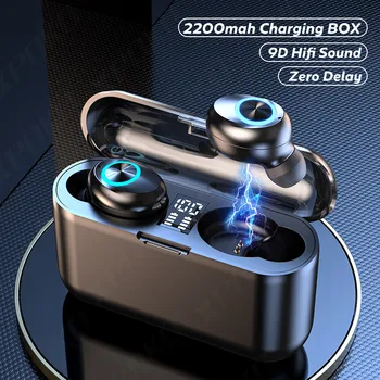 

Wireless Headphones With Microphone 2200mAh Charging Box Touch Control 9D Stereo Bluetooth Earphones For All Smart Phone
