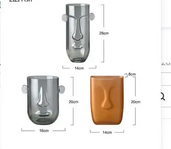 

ABSTRACT HUMAN FACE GLASS VASE FLORAL DESK DECORATION ORNAMENTS FLOWER ARRANGEMENT HOME DECOR MODERN TRANSPARENT FROSTED VASES