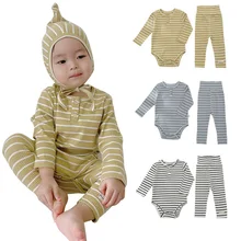 Combinaison pour bébé fille et garçon, barboteuse rayée en coton, ensemble de vêtements pour enfants de 0 à 24 mois, printemps automne