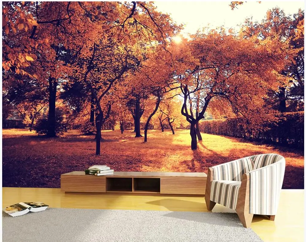 

Custom mural 3d wall mural on the wall Beautiful ginkgo leaves in the autumn sun home decor photo wallpaper in the living room