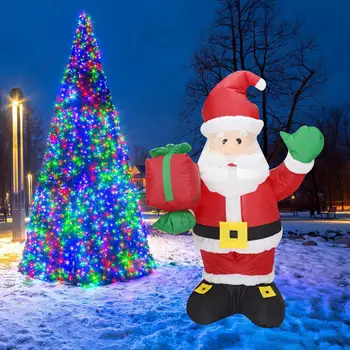 

Inflatable Gift Package Airblown Santa Claus Inflatables Santa Claus Christmas Hotel Drop Ornaments Party Decor Giant with LED