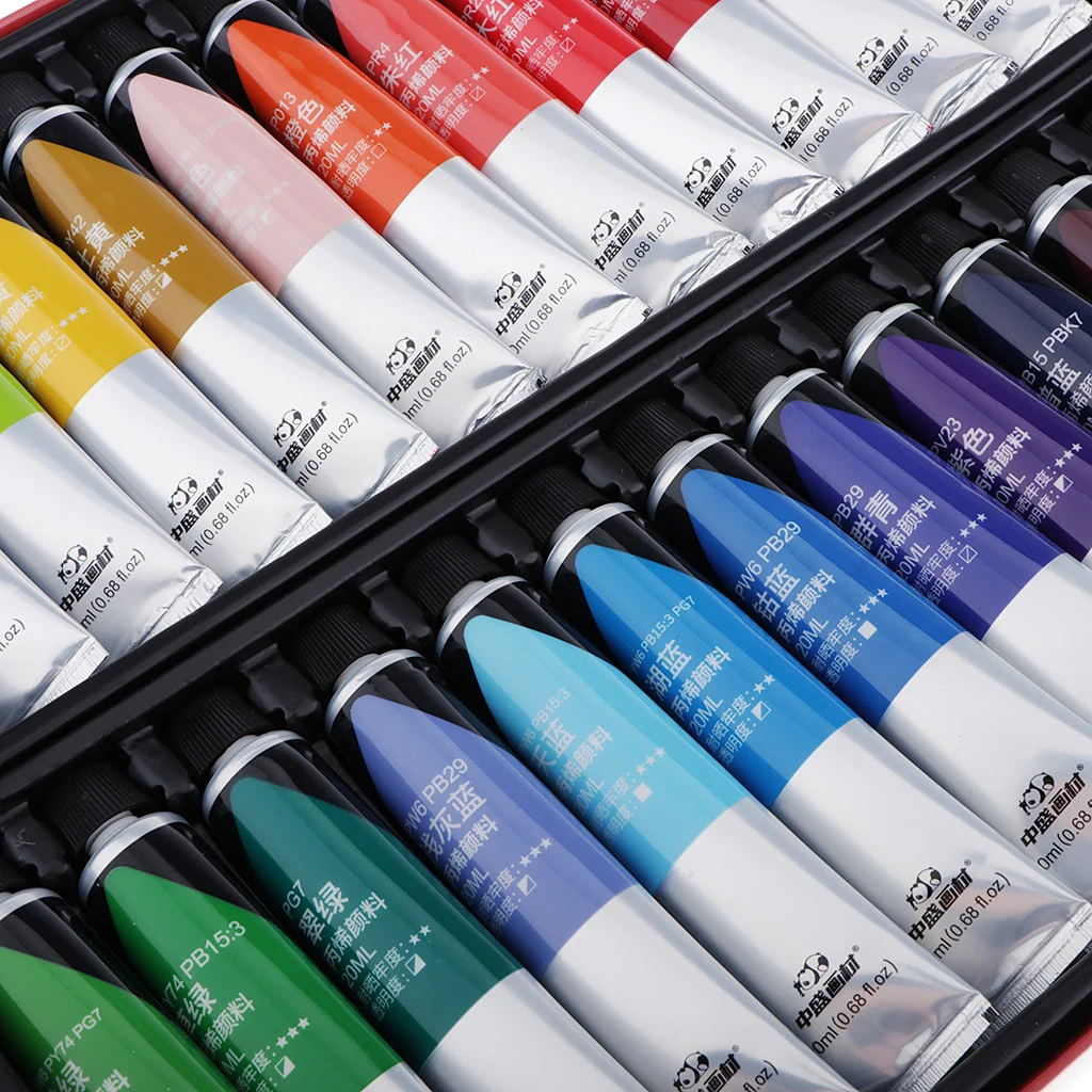 12/24Pcs ACRYLIC PAINTS ART WATERPROOF ARTIST PAINTING ACYLIC COLOR FOR CERAMIC