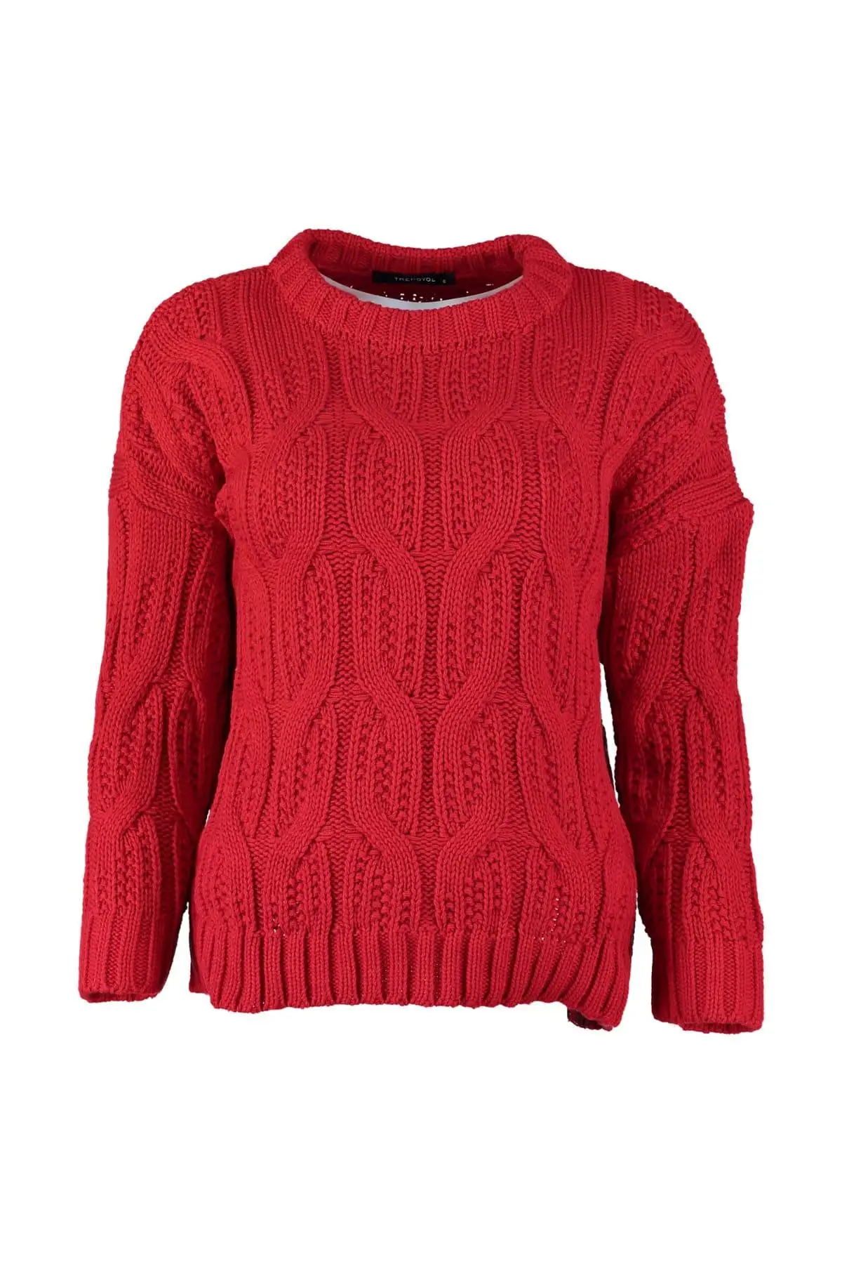 

Trendyol WOMEN-Red Pattern Knitwear Sweater TWOAW20ZA0060