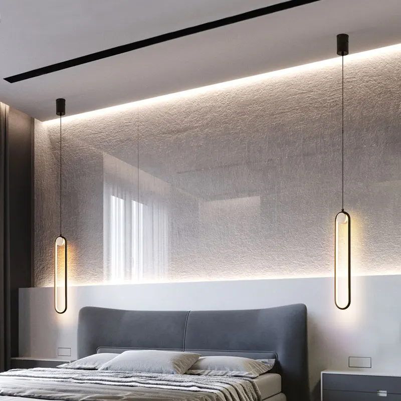 Nordic Simple Modern Led Hanging Lights Bedroom Bedside Lamps Iron Hanging Lights Bedroom Bedside Lamps
