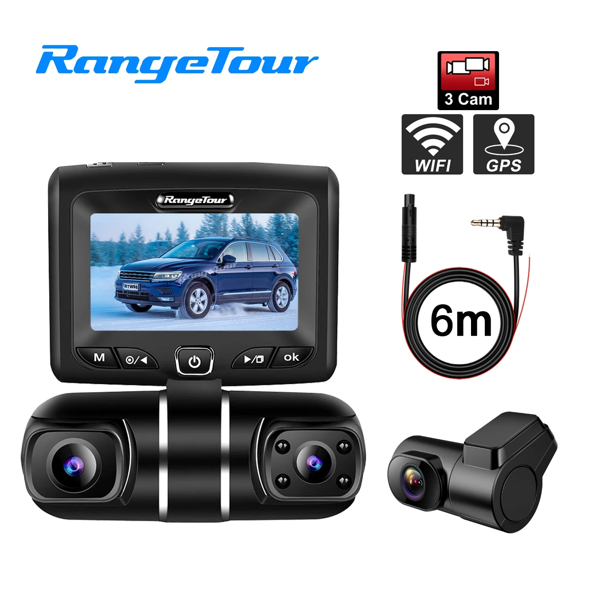 3 CH 2K + 1080P 6m задний кабель автомобиля грузовика автобуса такси DVR видеорегистратор