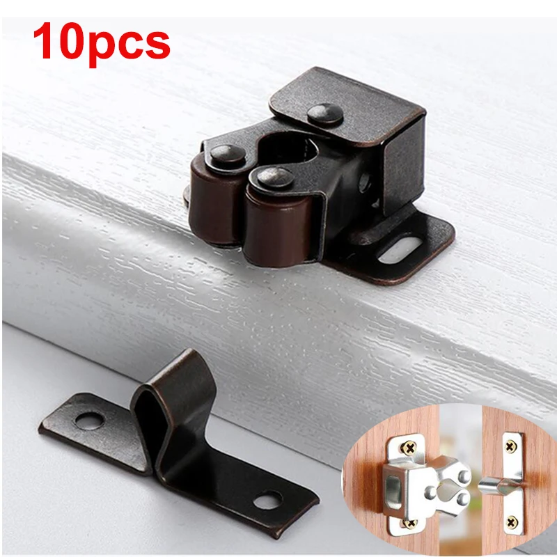 

10pcs Cabinet Roller Catch Black Bronze Closet Door Latches for Cupboard Furniture Hardware(with Screws)