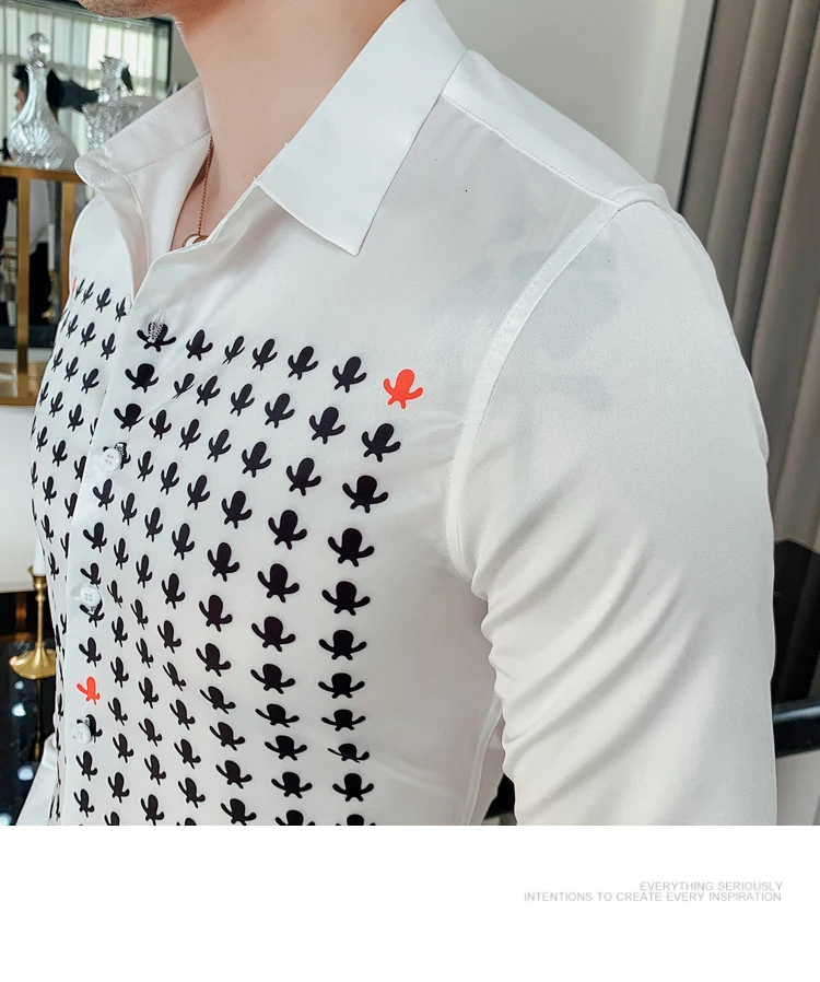 Camisa Masculina, осенняя мужская рубашка, индивидуальная, с принтом, с длинным рукавом, рубашки для мужчин, роскошная, для ночного клуба, смокинг, платье, Camisa Hombre