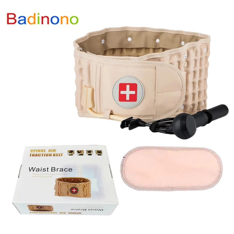 Badinono Lumbar Support Decompression Waist Air Traction Brace Spinal Back Relief Belt Backach Pain Release Device
