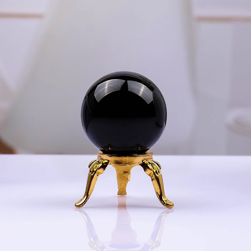 Мини милый хрустальный шар Азиатский Редкий природный магический шар лечебная Сфера кварцевые шарики Кристалл Ремесло Декор - Цвет: Black