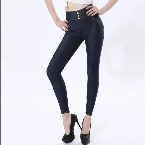 blue bottons Модные женские брюки, женские брюки-карандаш, зимние, летние, с эластичной талией, обтягивающие брюки размера плюс, черные, синие брюки M819 - Цвет: blue bottons