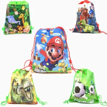

1pcs Super Mario Bros Drawstring bag for kids Travel Storage Package Cartoon School Backpacks Children Birthday Party Favors