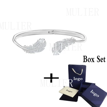 

SWA 2019 Autumn And Winter New Delicate Feather NICE White Gold Crystal Bracelet Elegant To Send His Girlfriend The Best Gift