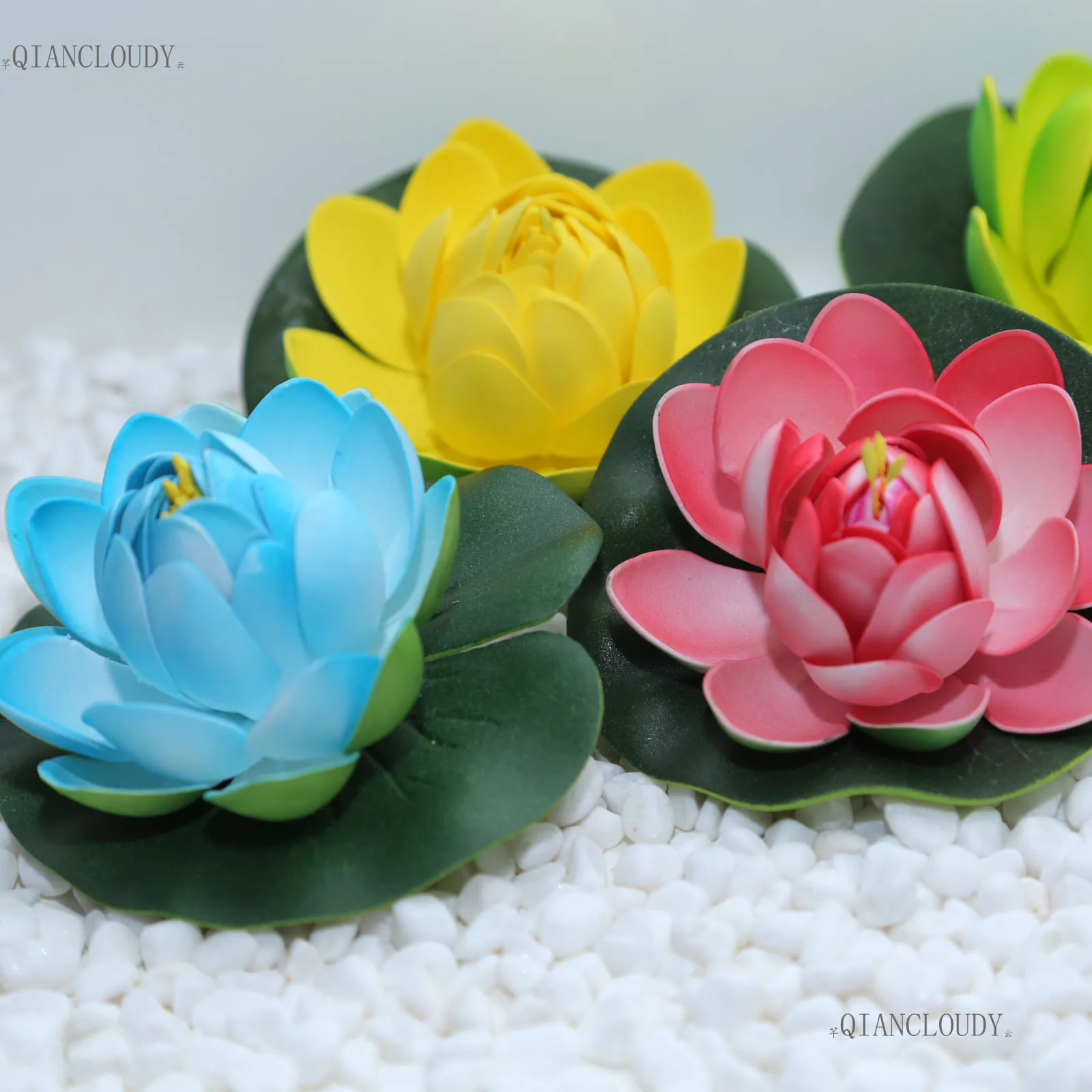 5 pieces Artificial Fake Lotus flowers Buds Leaves Water Lilies