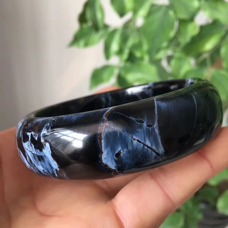 

Genuine Natural Blue Pietersite Bangles 59.3mm Gemstone Crystal 20x9mm Women Fashion Bangle Jewelry Gift AAAAA