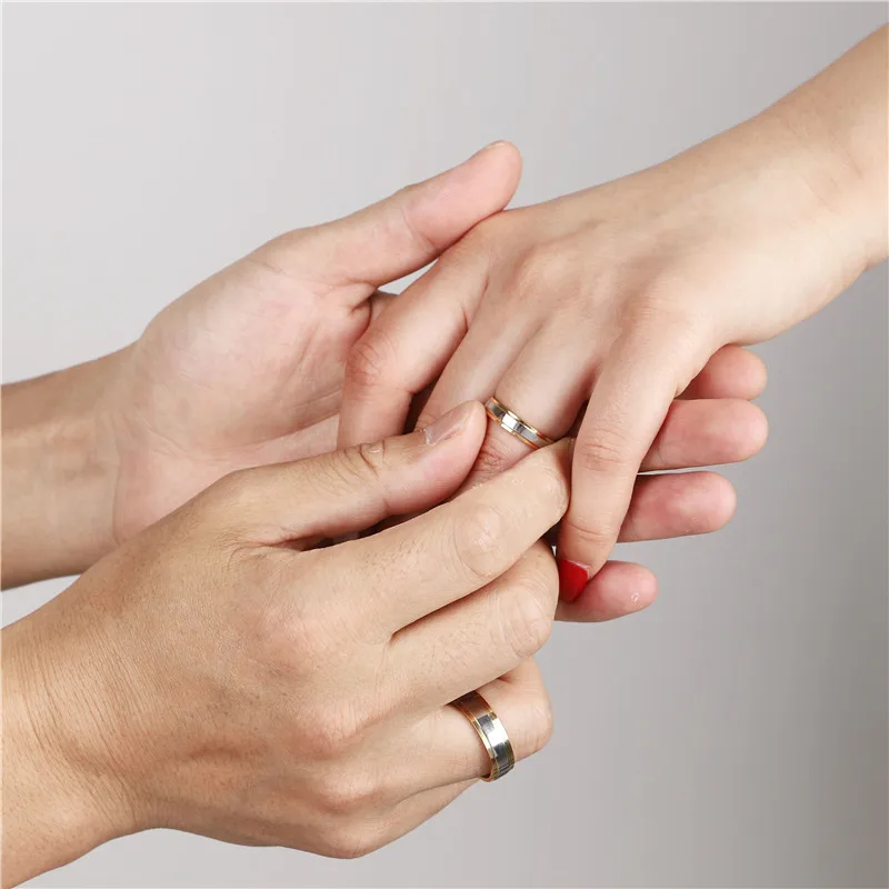 

Fashion Wedding Ring Simple Design Finger Ring 4mm 6mm Width Ring for Women and Men Lover Ring Party Gift Gold Color