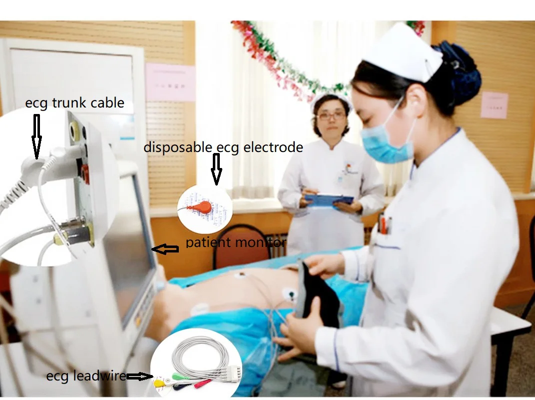 Совместимый Nihon Kohden дефибриллятор TEC-7721C, TEC-7731C 11pin 3 Lead 5-цельный кабель ЭКГ пациент, кабель