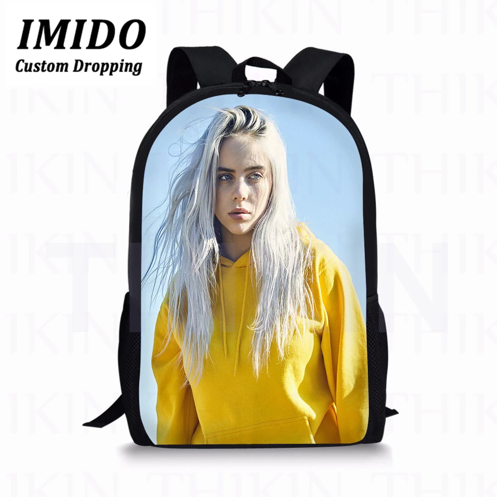 IMIDO Billie Eilish принт для девочек школьная сумка 3 шт./компл. в стиле «хип-хоп» повседневные Рюкзаки Дети Рюкзак Сумки-портфели для путешествий Mochilas - Цвет: 6473C