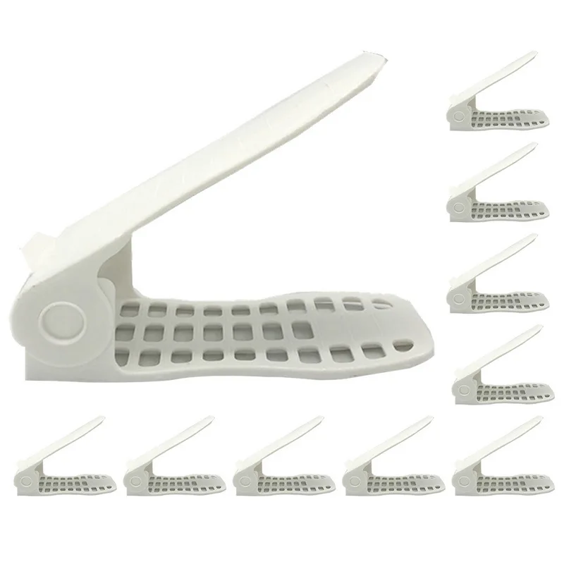 10PCs Adjustable Double-layer Shoe Rack Practical Shoes Stand Shelf Organizer Home Space Saver Quality Storage Holder New - Color: A-02