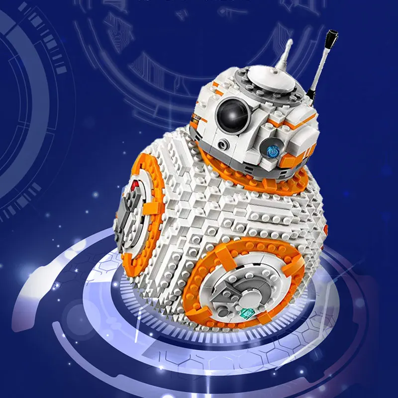 10906, Звездные войны, миниатюрные BB-8, дроид, робот, обучающий строительный блок, 1106 шт., кирпичи, игрушки, совместимые с Звездными войнами 75187