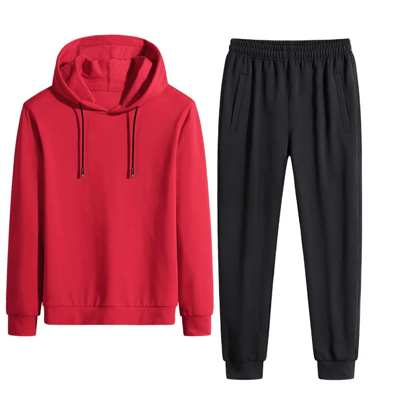 

Men's Tracksuit New Autumn 2PCS Sets Sweatshirt+Pant Solid Hoodie Set Male Sportswear Suits Slim Fit Clothing Asia Size L-5XL
