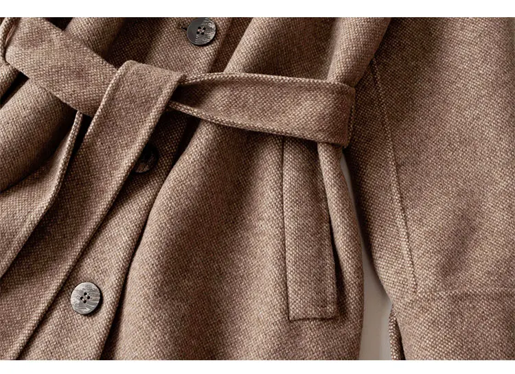 Cthink, хорошее качество, пояс, тонкая шерсть, Женское пальто, модное, длинное, зимнее, пальто для женщин, корейское, пальто для женщин, шерстяное, хаки, женские пальто