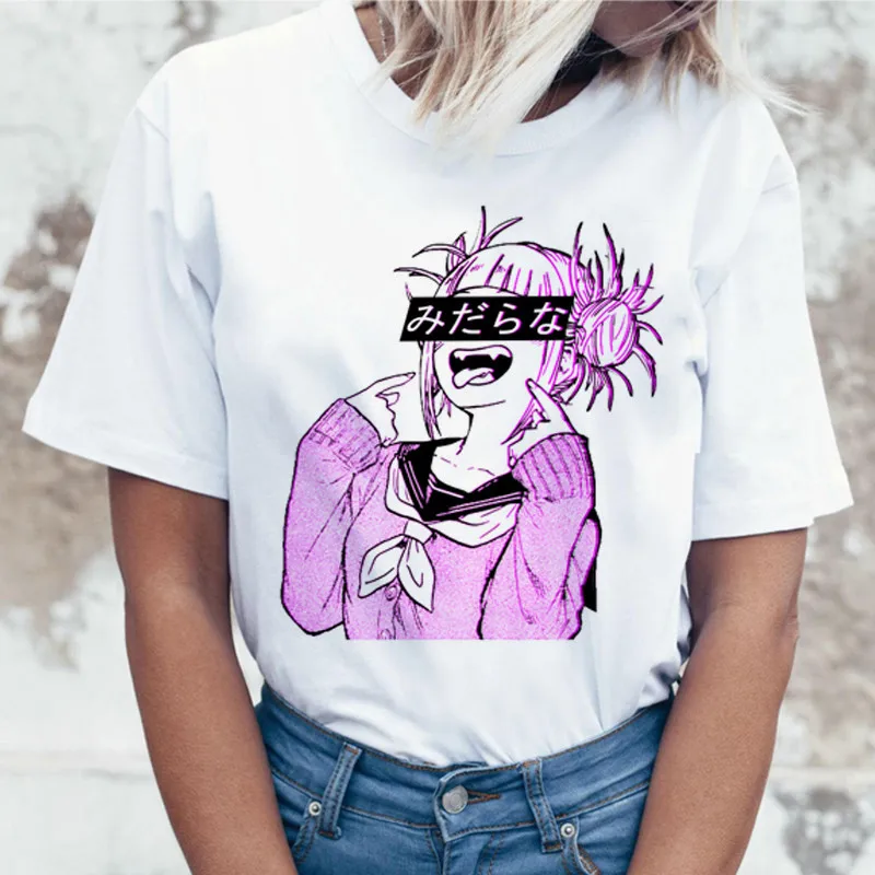 Японский аниме Ahegao футболка 2020 Женская Харадзюку Neko Girl Waifu Senpai Funny Kawaii химико Тога