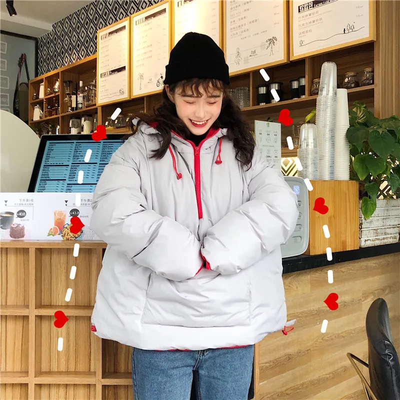 Woherb японский каваи Harajuku девушки зима более размер d парка с капюшоном женские ватные куртки плюс размер пуловер стеганые пальто