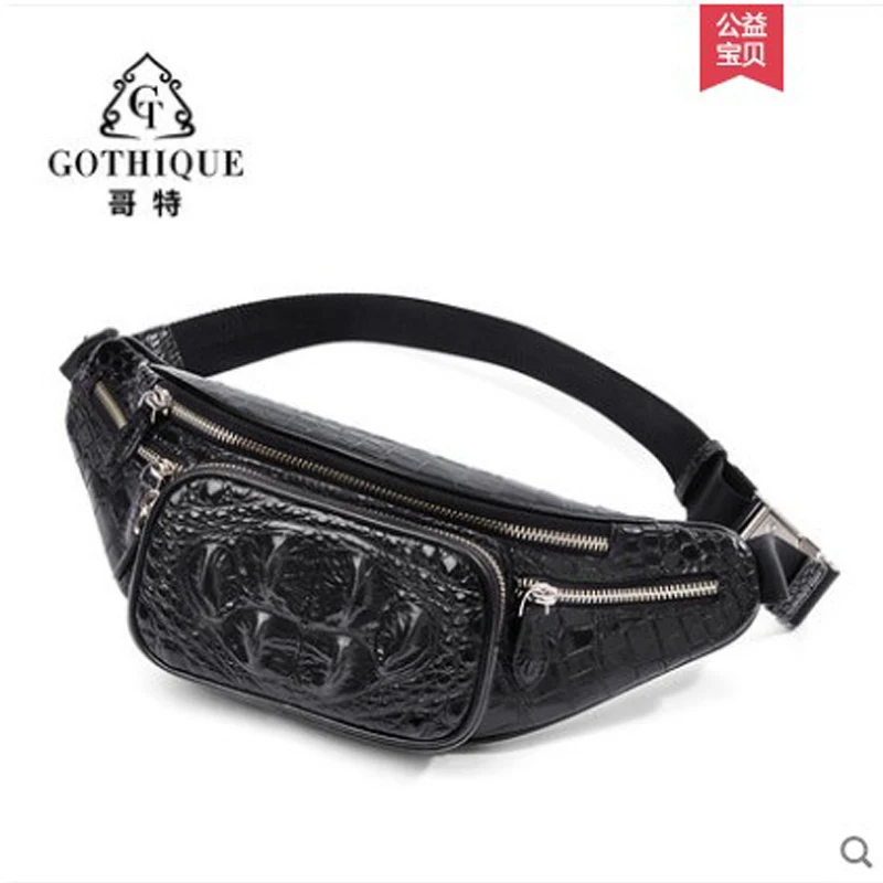 

gete The new 2019 Crocodile breast bag for men large capacity business casual cross-body bag multi-functional Men Waist Pack