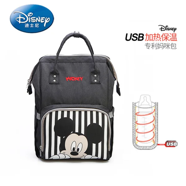 Дисней сохранение тепла пеленки мешок USB Подогрев дорожный рюкзак для беременных большой емкости для кормления ребенка сумка уход за подгузниками рюкзак - Цвет: 106
