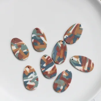

10 PCS 20*35mm Fashion Resin Pendant Connectors Charm DIY Oval Earrings Accessories For Jewelry Making