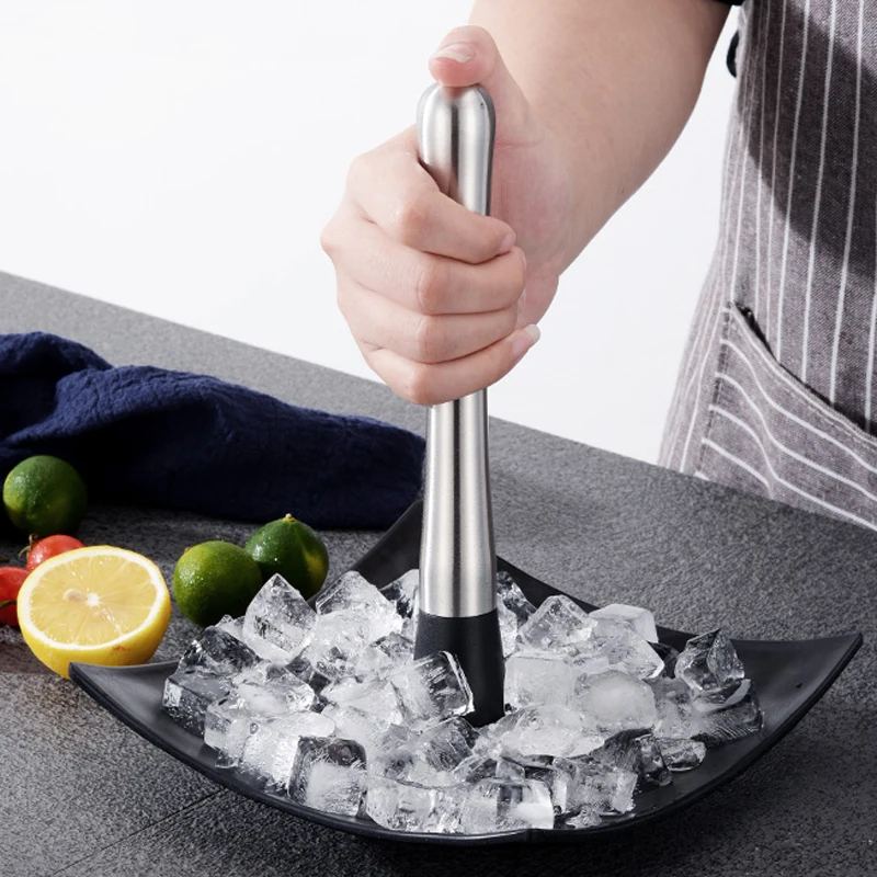 Stainless Steel Cocktail Muddler Bar Mixer Barware Swizzle Stick Drink Fruit Muddle Pestle Popsicle Sticks Crushed Ice Bar Tools (2)