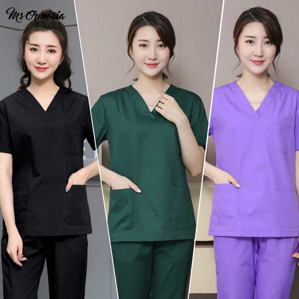 

new Breathable Solid color unisex scrubs uniform spa uniform Beautician suits pet uniform scrub workwear wholesale Custom logo